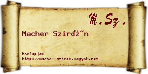 Macher Szirén névjegykártya